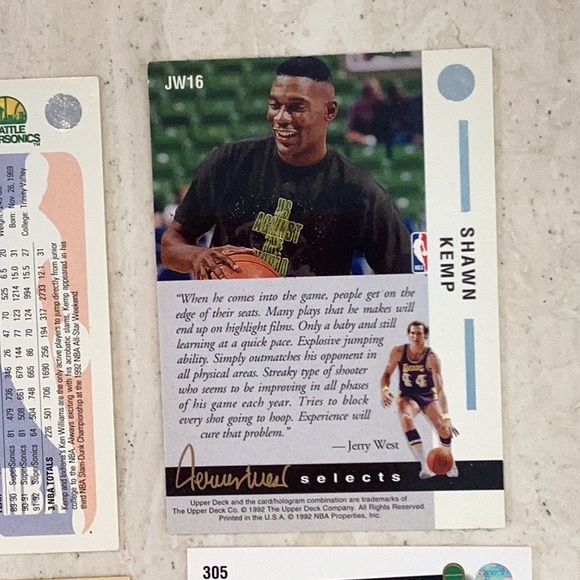 Shawn Kemp Basketball Cards Rookie 1990 NBA Hoops 279 Seattle SuperSonics 8 - Picture 10 of 13